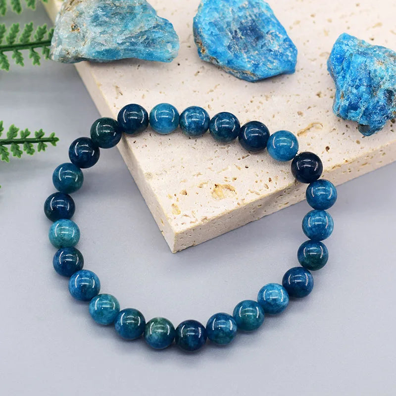 Original Reiki Blue Apatite Beads Bracelets Men Women Natural Stone Blood Circulation Stimulate Enthusiasm Health Care Jewelry