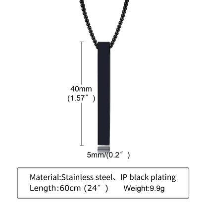 Vnox 5mm Pillar Necklace for Men Women, Stainless Steel 3D Bar Pendant, Minimalist Simple Casual Unisex Neck Collar