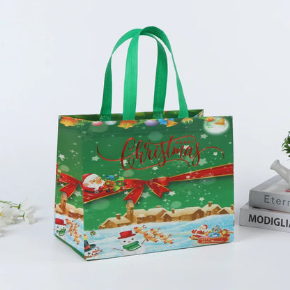 2024 Christmas Non Woven Bag Wholesale Tote Bag Cartoon Santa Claus Snowman Eco Bag Folding Storage Bag Gift Bag Party Supplies