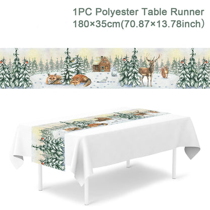 2024 Christmas Table Runners Merry Christmas Decoration for Home Tablecloth Table Cover Xmas Gifts Navidad Noel New Year 2025