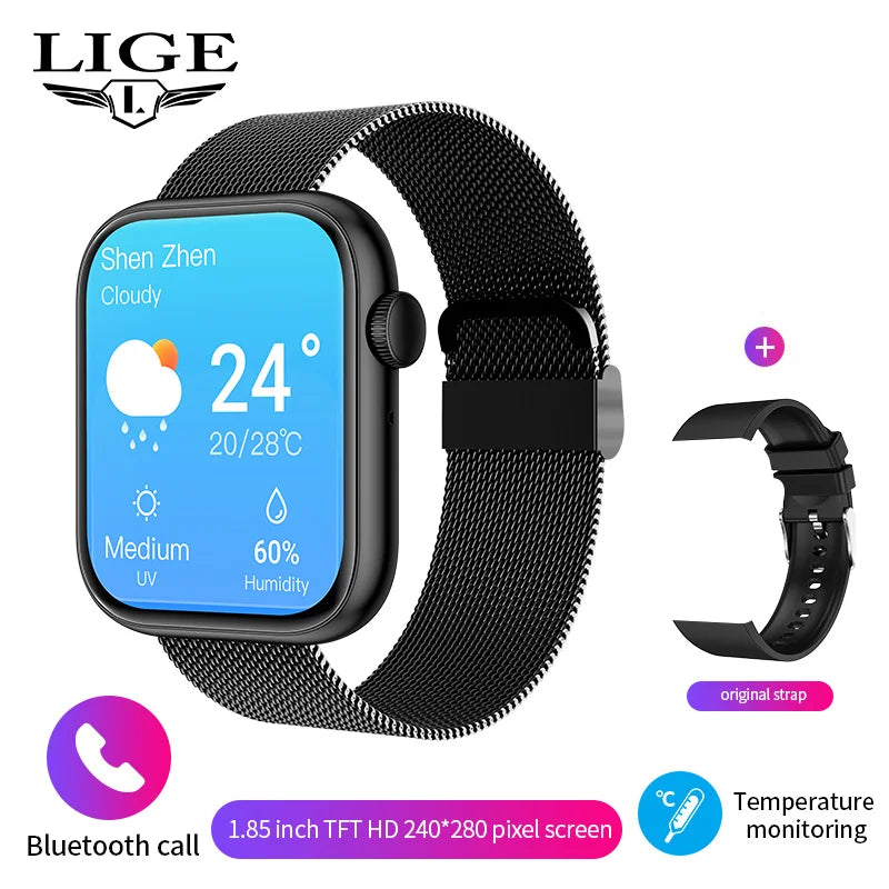 LIGE New Smart Watch 2024 Wireless Charging Smartwatch Bluetooth Calls Men Women Smartwatches Fitness Bracelet Custom Watch Face