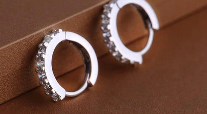 High-quality 925 Sterling Silver Earrings luxury 10mm Circle Zircon Hoop Earring for Grils Woman Wedding party Jewelry Gifts