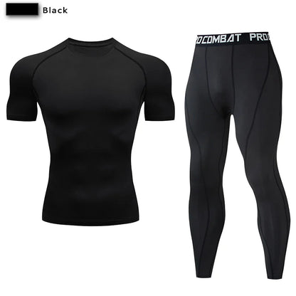 2pcs Men's Compression Sportswear Suit GYM Tight Sports Yoga Sets Workout Jogging MMA Fitness Clothing Tracksuit Pants Sporting