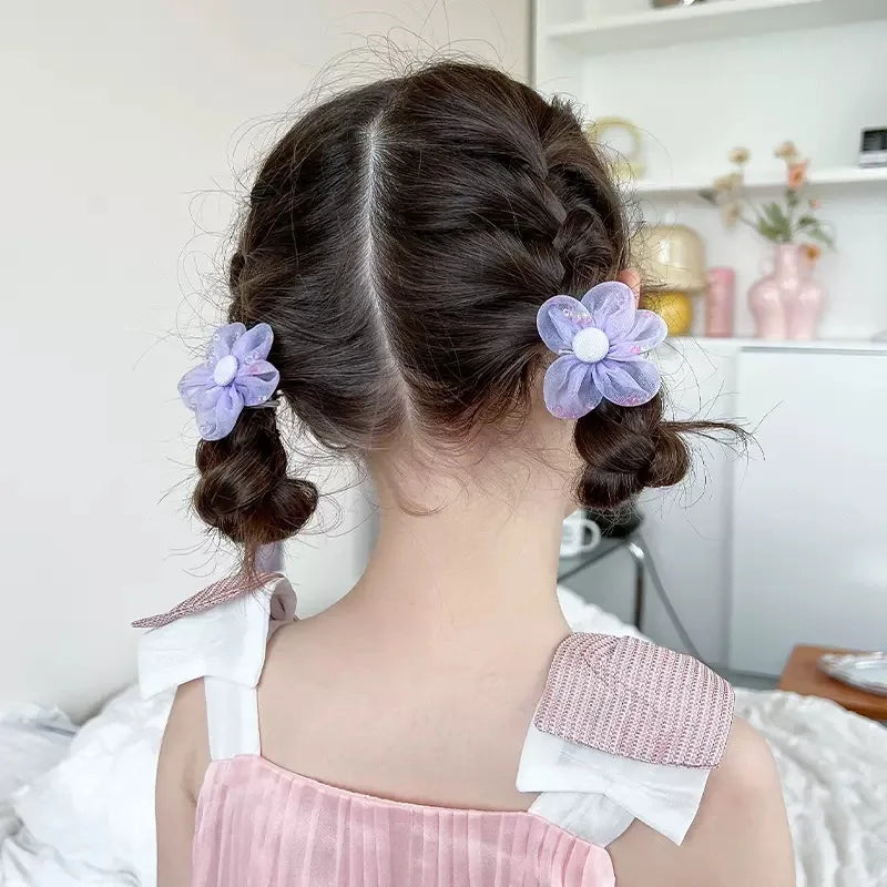 10Pcs Children's mesh flower hair loop with good elasticity, baby tie headband, princess headwear, cute girl elastic band