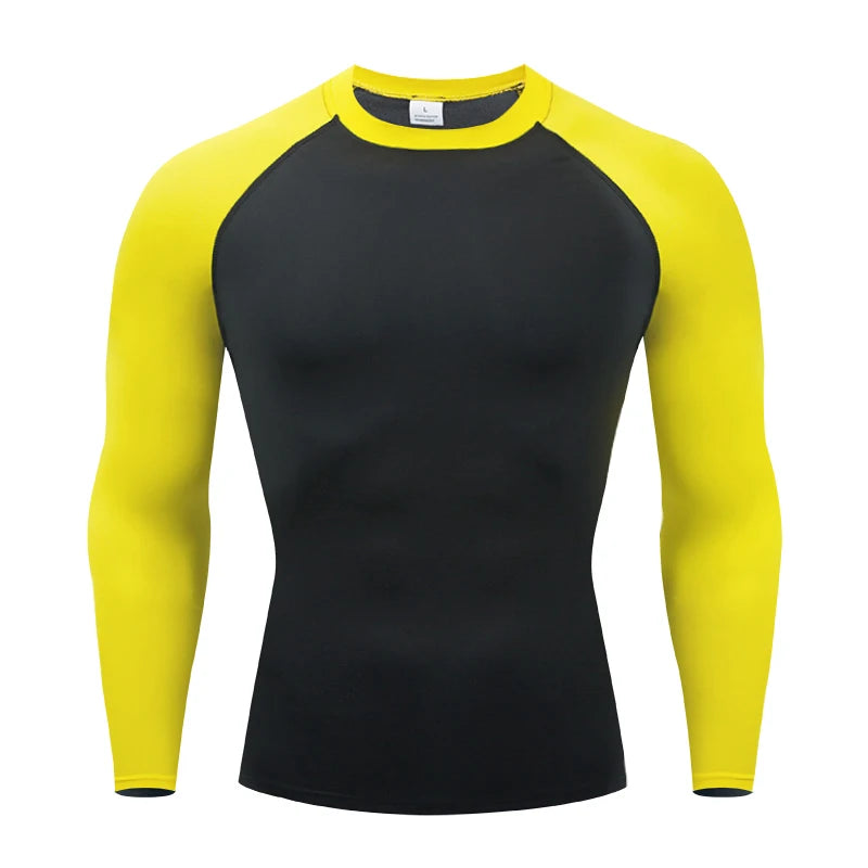 Mens Sport Compression Sweatshirt Gym Tight Running Tops for Fitness T-shirt Muscle Training Clothes Jogging Rashguard Dry Fit