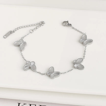 Hot Sale Luxury Stainless Steel Insect Butterfly Bracelet Simple for Woman Casual Holiday Party Jewelry Accessories Clover