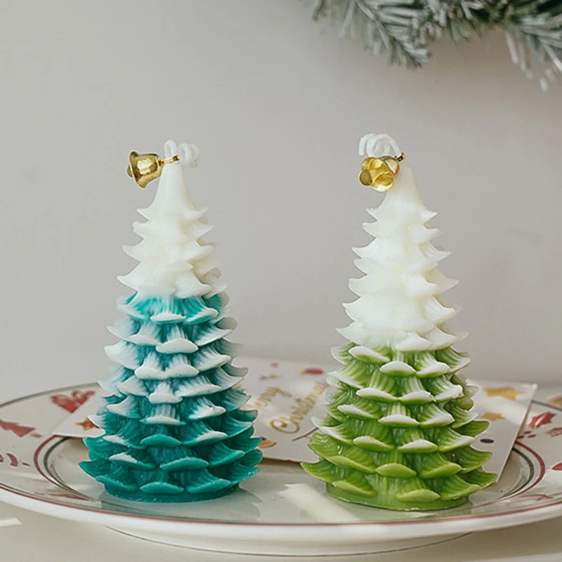 Merry Christmas Candle 3D Xmas Tree Shaped Atmosphere Candle Ornaments for Christmas Navidad New Year Party Home Decor Xmas Gift