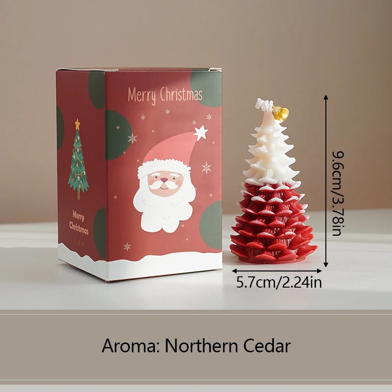 Merry Christmas Candle 3D Xmas Tree Shaped Atmosphere Candle Ornaments for Christmas Navidad New Year Party Home Decor Xmas Gift