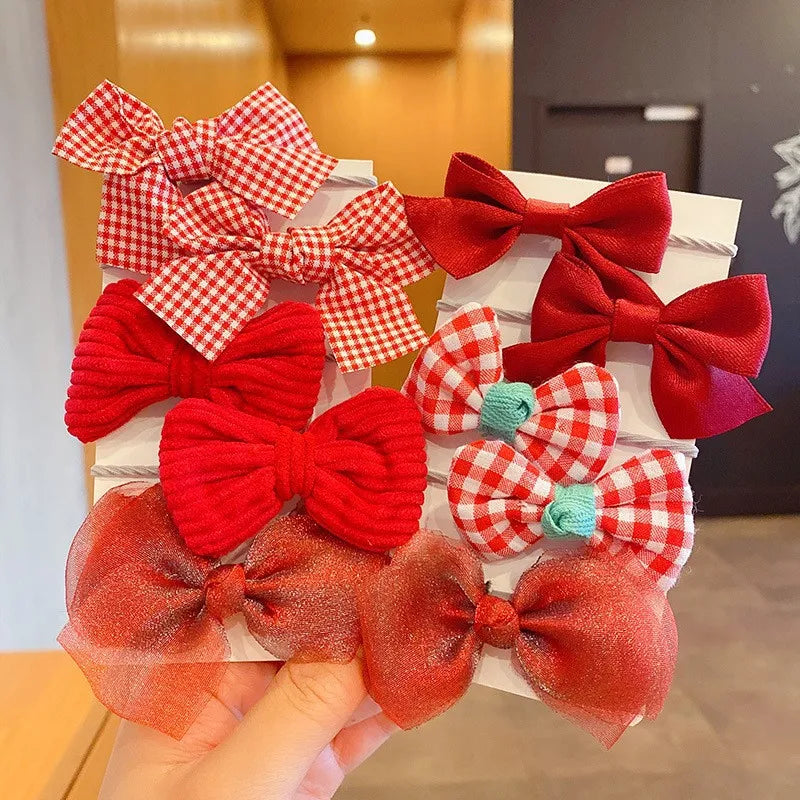 10Pcs/Set Big Bow Flower Elastic Hairbands Children Girls Sweet Hair Ties Fashion Headbands Hair Accessories Rubber Band For Kid