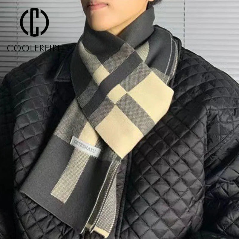 Winter Men Scarf Keep Warm Scarf Casual Fashion Brand Designers Knit Neckerchief Patchwork Wool Cashmere Scarf Shawl Wrap AC2228