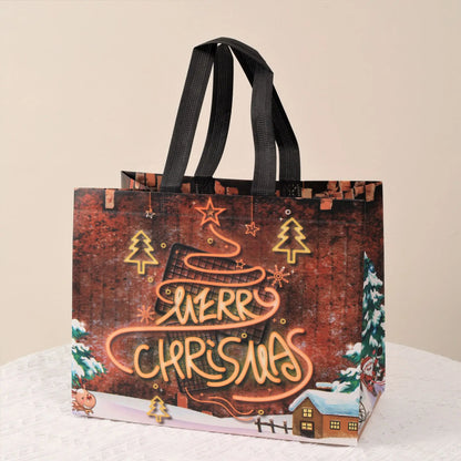 2024 Christmas Non Woven Bag Wholesale Tote Bag Cartoon Santa Claus Snowman Eco Bag Folding Storage Bag Gift Bag Party Supplies