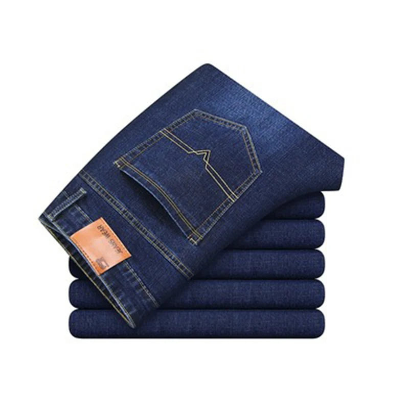 New Men Light Luxury Stretch Slim Fit Pants Comfortable Soft Business Fashion Straight Casual Denim Trousers Male Brand Clothing