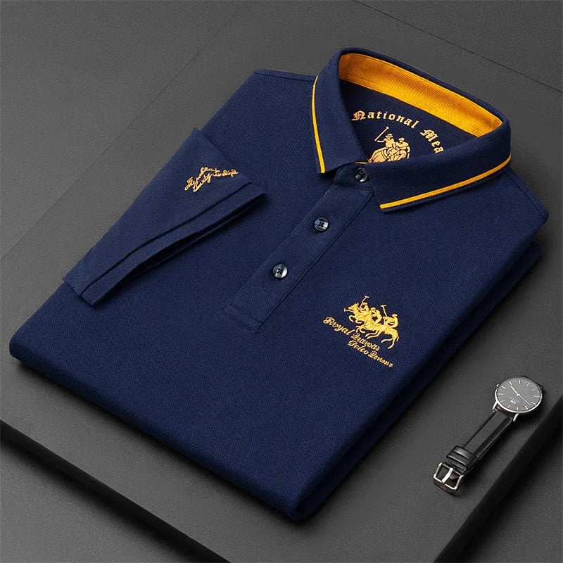 Men's Embroidered Casual Fashion Short Sleeved POLO Shirt Summer Comfortable Top