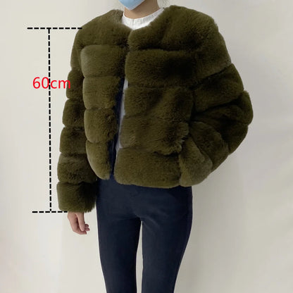 2024 Women Faux Fur Coat Autumn Winter High Quality Fluffy Short Coat Faux Fox Fur Jacket  Ladies furry Fashion Tops