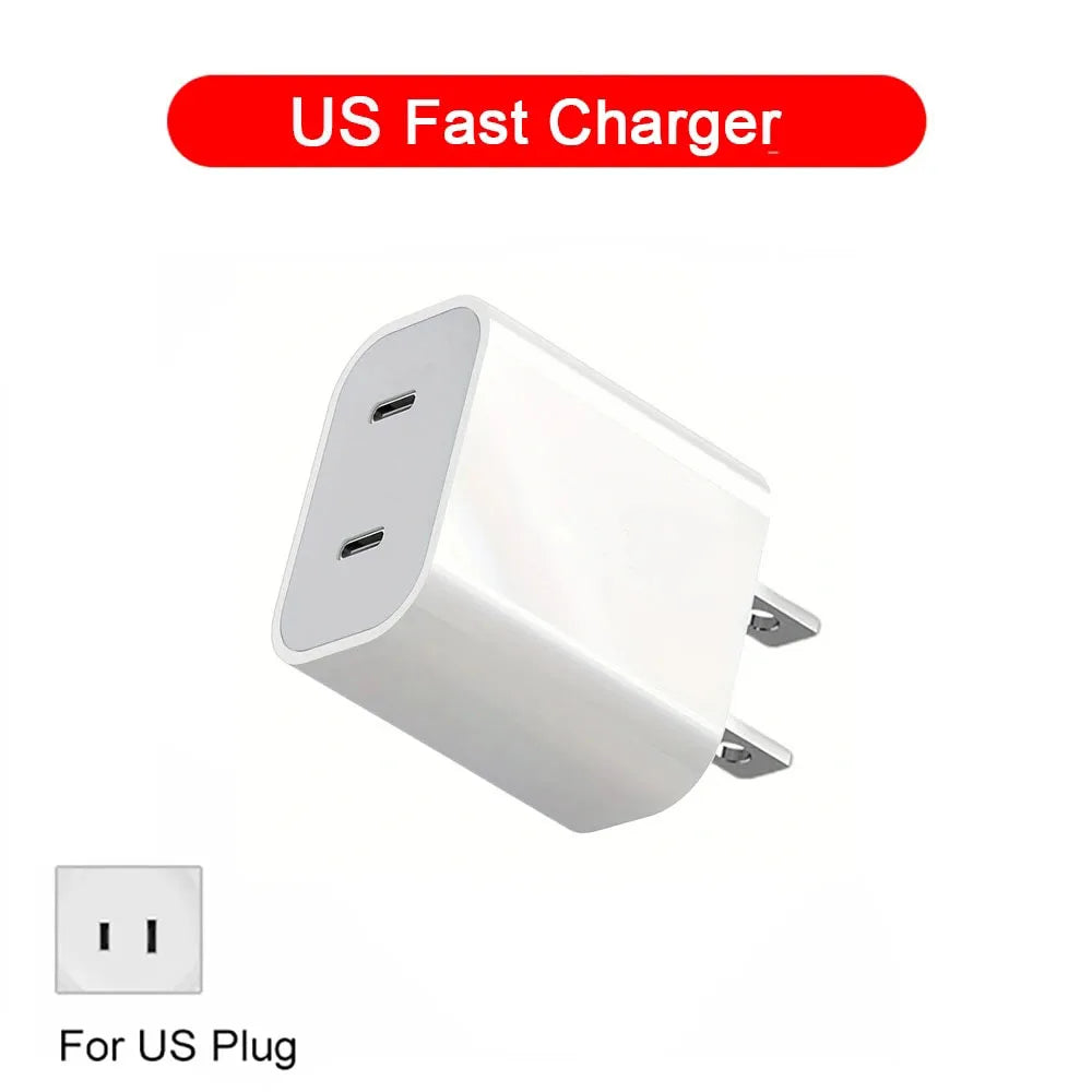 40W USB PD Charger 2 Ports Type C Quick Charge EU/US Plug For iPhone15 Huawei Samsung Xiaomi Fast Charging Phone Charger Adapter