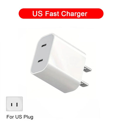 40W USB PD Charger 2 Ports Type C Quick Charge EU/US Plug For iPhone15 Huawei Samsung Xiaomi Fast Charging Phone Charger Adapter