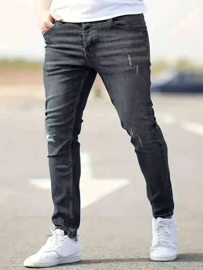 Mens Jeans Casual Skinny Pants Stretch Denim Trousers Male Slim Fit Straight Pants Fashion Jeans Soild Pencil Pants Man Clothing