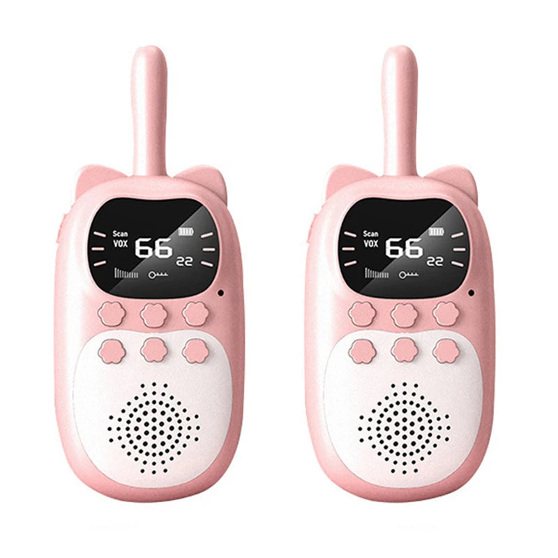 2pcs Kids Walkie Talkie Rechargeable 1000mAh Handheld 0.5W 3km Radio Transceiver Interphone for Children Toys Birthday Gifts