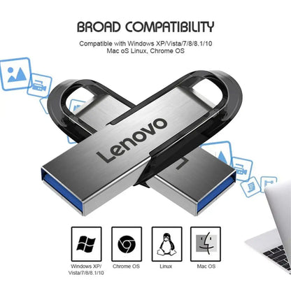 Lenovo Usb Flash Drive 2TB 1TB USB 3.0 Waterproof High Speed USB Stick Portable 128GB SSD 512GB Metal Pendrive U Disk Memories