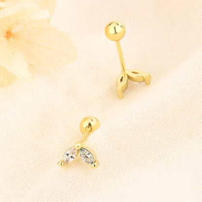 Fashion Cute Pink Zircon Bear Piercing Screw Ball Stud Earrings For Women Girl Gold Color Clover Charm Party Jewelry Accessories