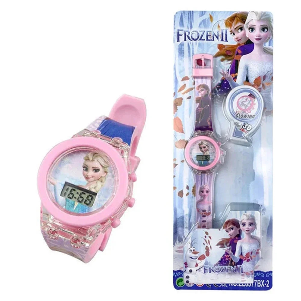 Flash Light Spider Kids Watches For Boys Cartoon shark Mickey Children Watch Girls Student Clock Gifts