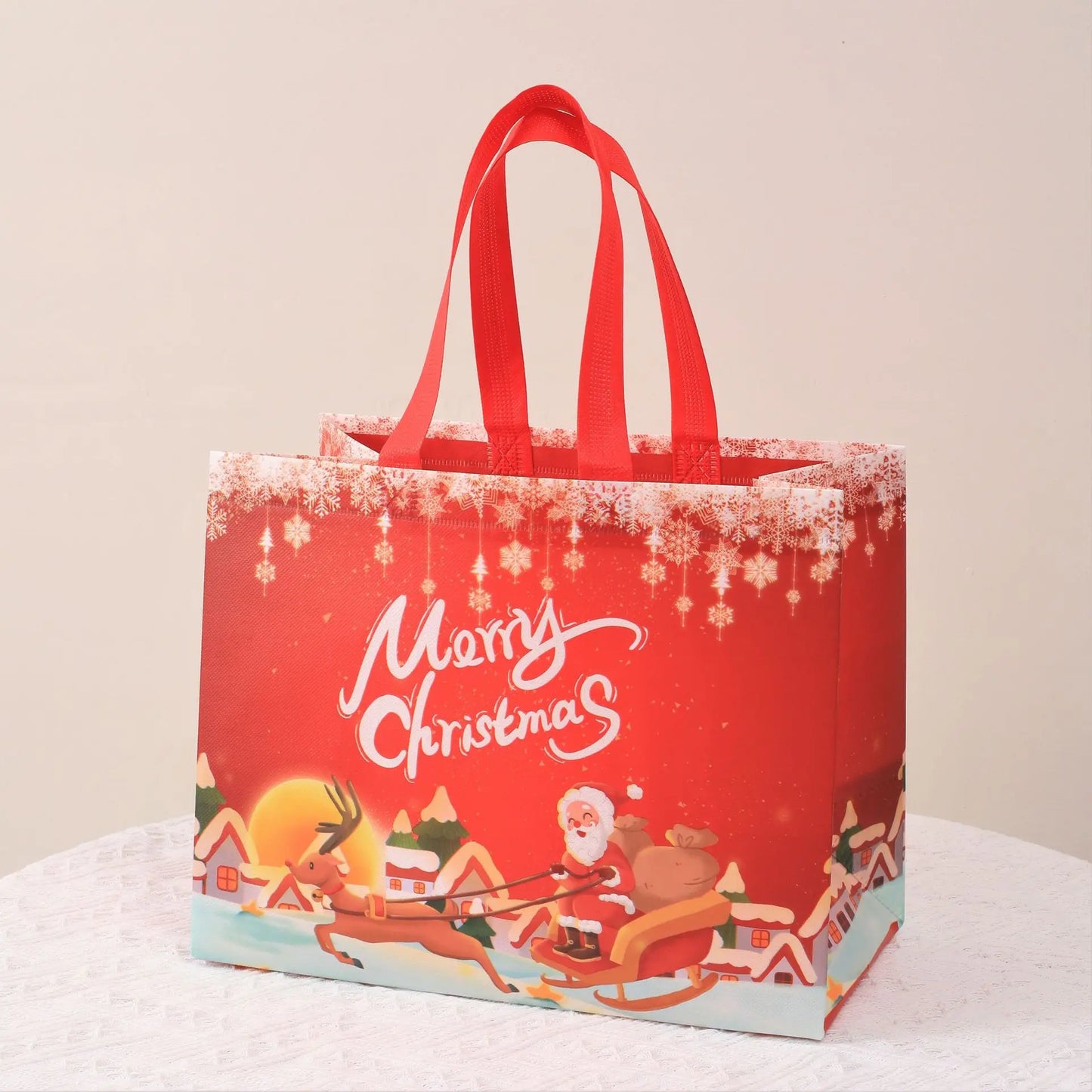 2024 Christmas Non Woven Bag Wholesale Tote Bag Cartoon Santa Claus Snowman Eco Bag Folding Storage Bag Gift Bag Party Supplies