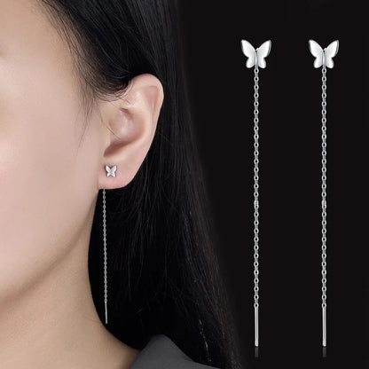 Drop Ear Line Long Hanging Earrings for Women Rose Gold Color Zircon Crystal Piercing Threader Earing Ear Accessories Jewelry