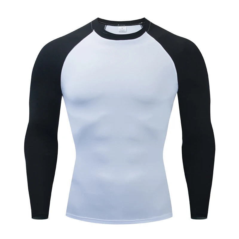 Mens Sport Compression Sweatshirt Gym Tight Running Tops for Fitness T-shirt Muscle Training Clothes Jogging Rashguard Dry Fit