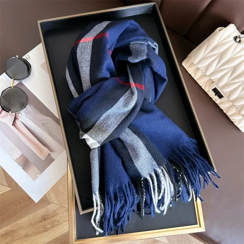 Autumn Winter Fashion Cashmere Imitation Scarf Men Women Warm Thickening Shawl Neckerchief Scarves Accessories Bufanda Tassel