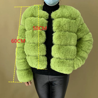 2024 Women Faux Fur Coat Autumn Winter High Quality Fluffy Short Coat Faux Fox Fur Jacket  Ladies furry Fashion Tops