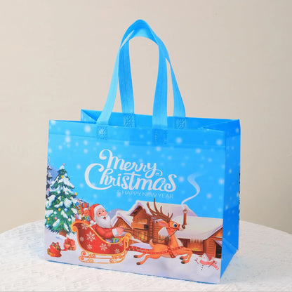 2024 Christmas Non Woven Bag Wholesale Tote Bag Cartoon Santa Claus Snowman Eco Bag Folding Storage Bag Gift Bag Party Supplies