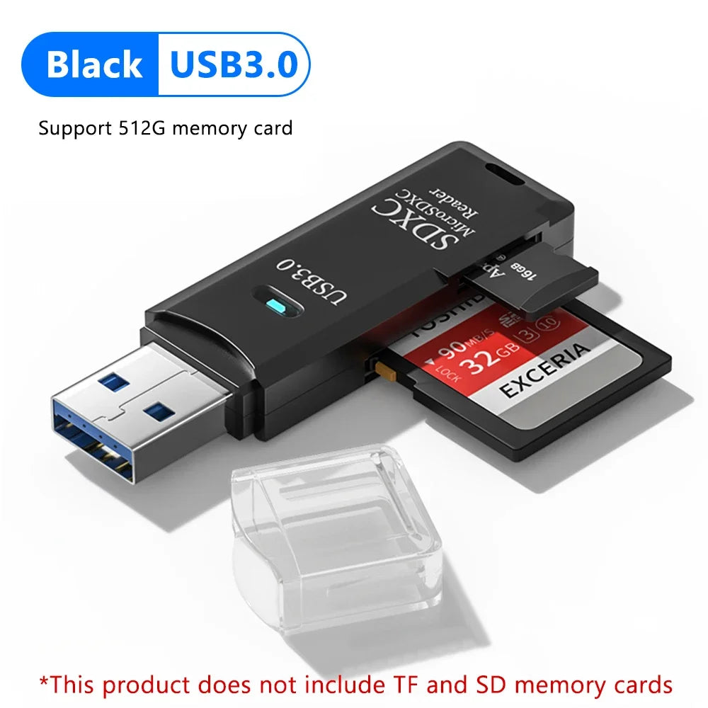 2 IN 1 Card Reader USB 3.0 Micro SD TF Card Memory Reader High Speed Multi-card Writer Adapter Flash Drive Laptop Accessories