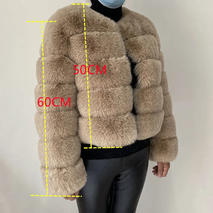 2024 Women Faux Fur Coat Autumn Winter High Quality Fluffy Short Coat Faux Fox Fur Jacket  Ladies furry Fashion Tops