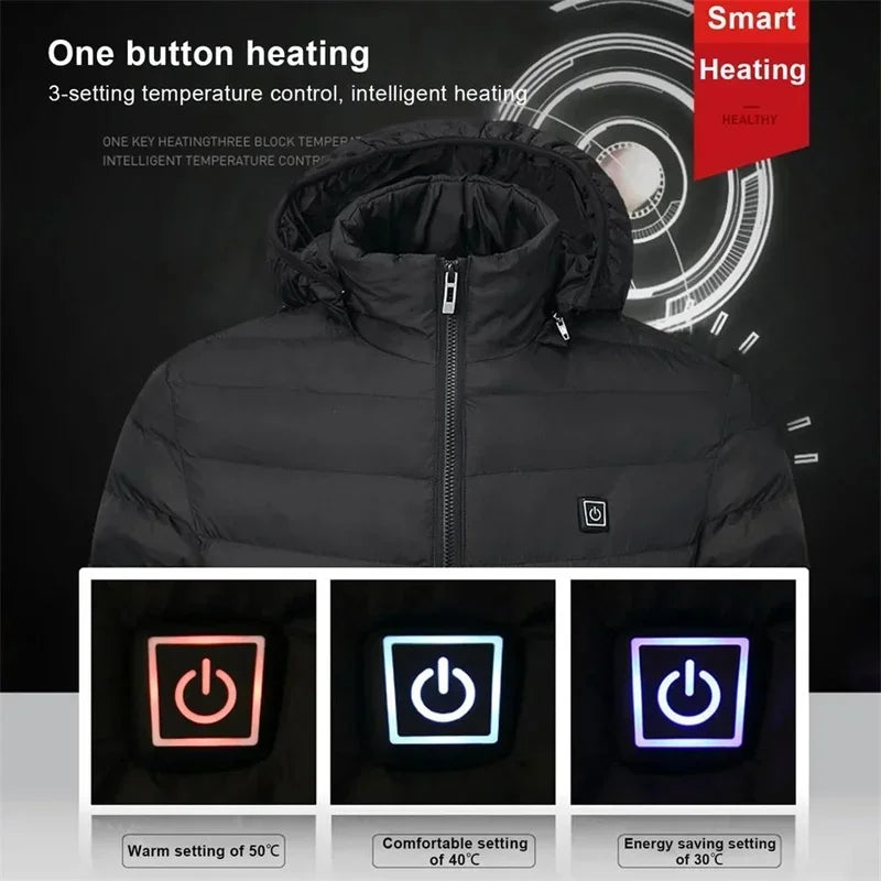 21/2 Areas Heated Jacket Women's Warm Vest USB Men's Heating Jacket Heated Vests Coat Hunting Hiking Camping Autumn Winter Male