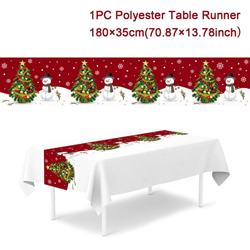 2024 Christmas Table Runners Merry Christmas Decoration for Home Tablecloth Table Cover Xmas Gifts Navidad Noel New Year 2025