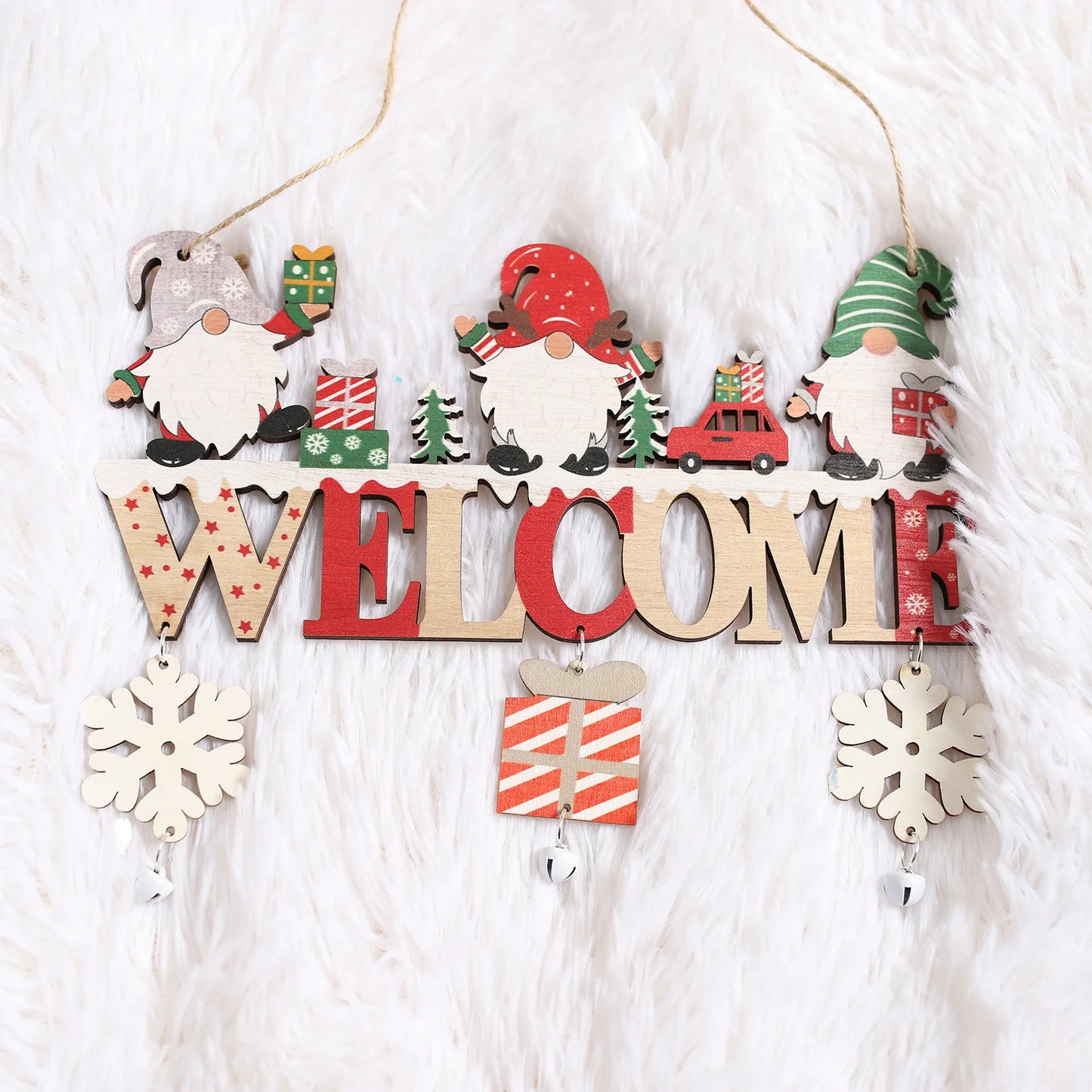 2024 Wooden Christmas Pendants Door Wall Xmas Decor Christmas Tree Hanging Ornaments Happy New Year 2025 Naviidad Decor For Home