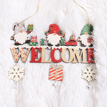 2024 Wooden Christmas Pendants Door Wall Xmas Decor Christmas Tree Hanging Ornaments Happy New Year 2025 Naviidad Decor For Home