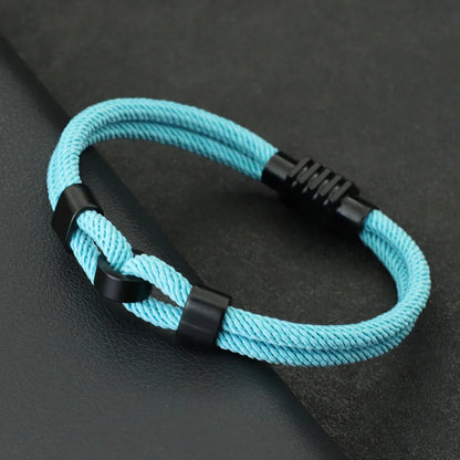 New Stylish Grade A 4mm Rope Bracelet For Men Magnet Buckle Nautical Wrap Braclet Bangle Cycling Hand Accessories Pulseria Homme