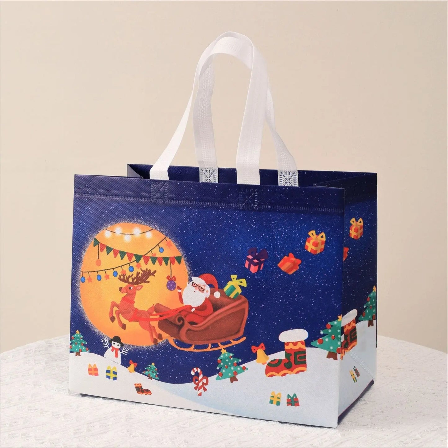 2024 Christmas Non Woven Bag Wholesale Tote Bag Cartoon Santa Claus Snowman Eco Bag Folding Storage Bag Gift Bag Party Supplies