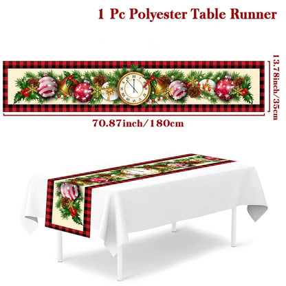 2024 Christmas Table Runners Merry Christmas Decoration for Home Tablecloth Table Cover Xmas Gifts Navidad Noel New Year 2025