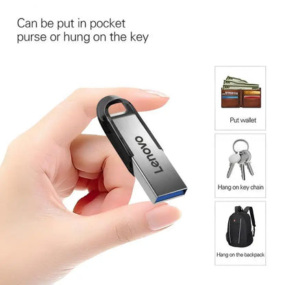 Lenovo Usb Flash Drive 2TB 1TB USB 3.0 Waterproof High Speed USB Stick Portable 128GB SSD 512GB Metal Pendrive U Disk Memories