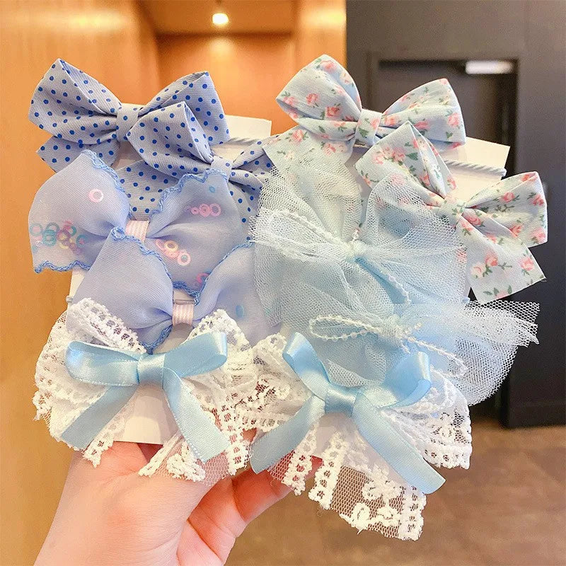 10Pcs/Set Big Bow Flower Elastic Hairbands Children Girls Sweet Hair Ties Fashion Headbands Hair Accessories Rubber Band For Kid