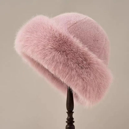 Autumn And Winter 2024 New Women's Fashion Fur Cap Fur Hat Fur Hats Mongolian Hat Brimless Plush Fluffy Skiing Riding Warm Caps