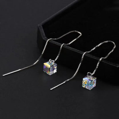 Drop Ear Line Long Hanging Earrings for Women Rose Gold Color Zircon Crystal Piercing Threader Earing Ear Accessories Jewelry