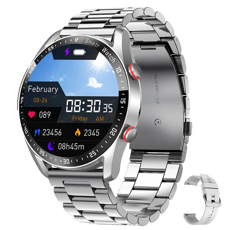 2024 New Bluetooth Call Smart Watch Men 360*360 HD Display Heart Rate Fitness Tracker ECG+PPG Business Smartwatches For Huawei