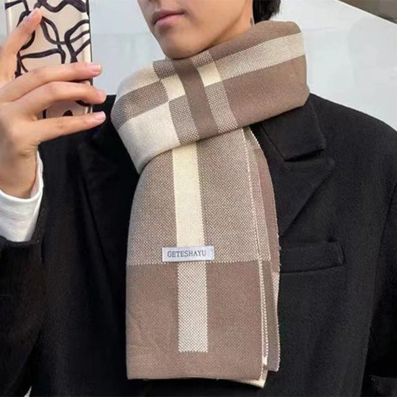 Winter Men Scarf Keep Warm Scarf Casual Fashion Brand Designers Knit Neckerchief Patchwork Wool Cashmere Scarf Shawl Wrap AC2228