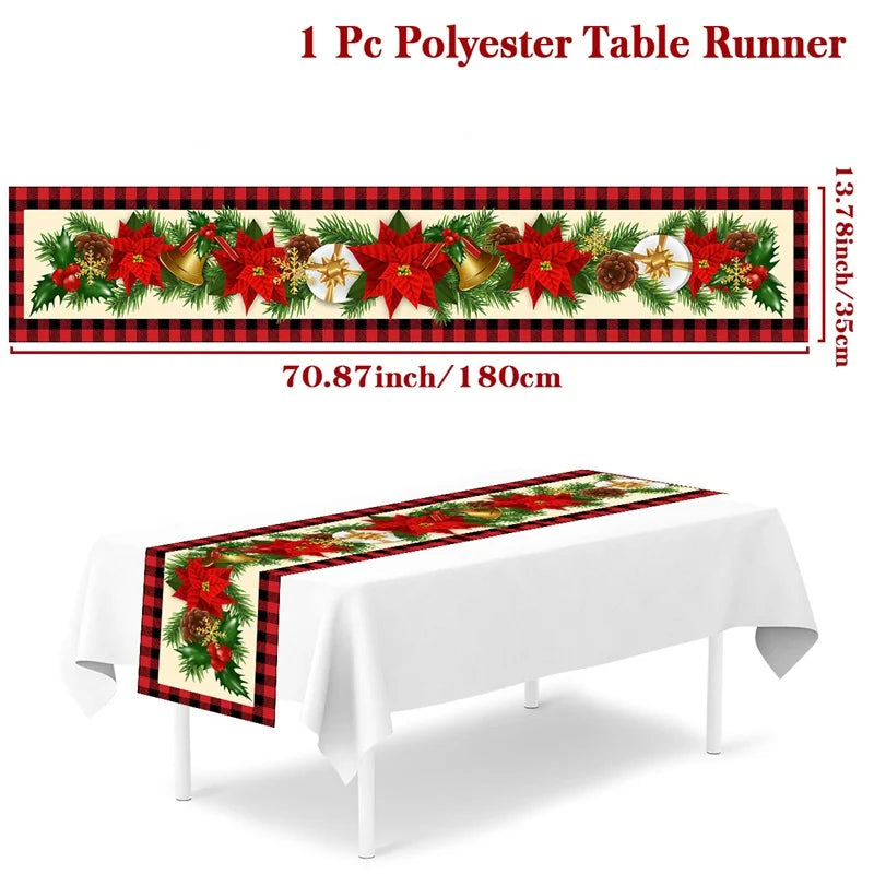 2024 Christmas Table Runners Merry Christmas Decoration for Home Tablecloth Table Cover Xmas Gifts Navidad Noel New Year 2025