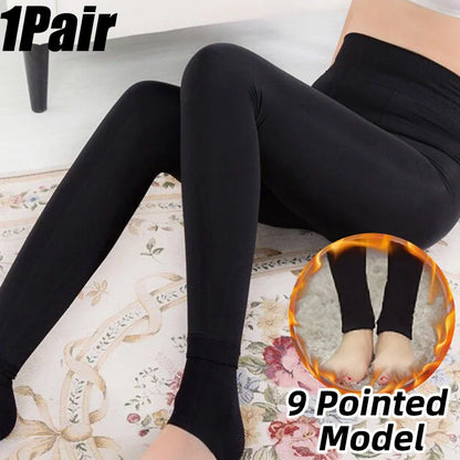 Women Winter Leggings Warm Leggins High Waist Solid Color Velvet Women Thickened Velvet Leggings Stretchy Black Leggings