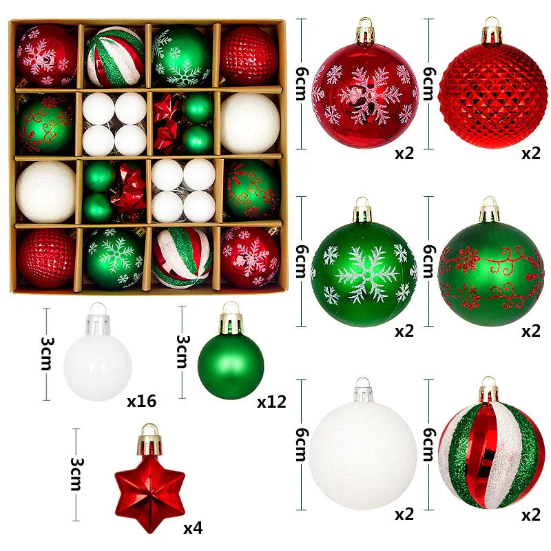 Christmas Ball Ornament Set Big Xmas Tree Hanging Pendant Snowflake Merry Christmas Decoration for Home 2025 New Year Party Gift