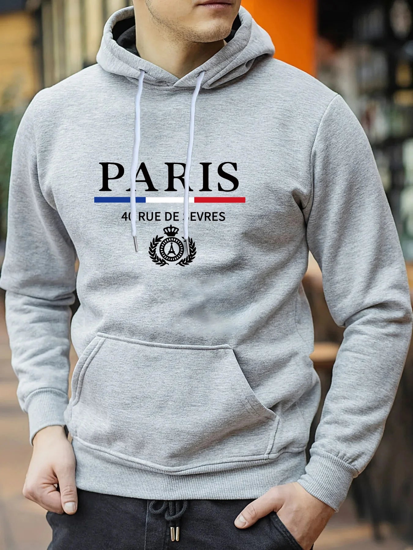 Paris Print Hoodies Tshirt  For Men Casual Autumn Winter